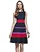 YACUN Women Splice Stripe Color Block Casual Party Fit and Flare Dress