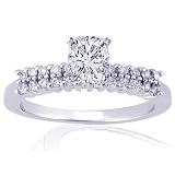 0.80 Ct Cushion Cut Diamond Engagement Ring Pave SI3 EGL