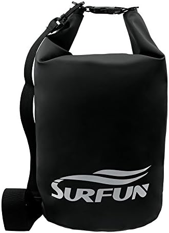 Surfun® Durable Waterproof Dry Bag Dry Sack with Shoulder Strap for Camping Kayaking Hiking Boating Rafting Swimming and Floating,Available in 5L 10L 20L 30L 40L 55L,Color: Black,Yellow,Blue,Orange,Green in stock(Black, 55 Liters)