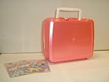 Lunchbox Pearlised Pink Plastic with White Handle plus Princess Stickers