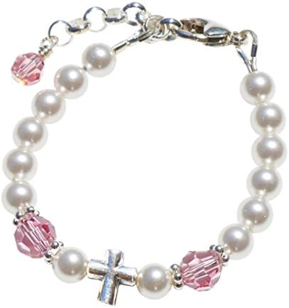 Baptism Christening Dedication Bracelet With Sterling Silver Cross (Toddler (12-24mo))