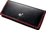 「[ヴァンドーム] VenDome バイカラー ステッチ 牛革 ウォレット 長財布 黒×赤 ステッチ」の画像