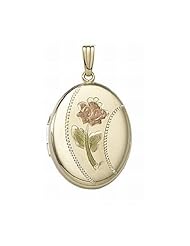 14K Gold Filled Rose Oval Locket 3/4 inch x 1 inch