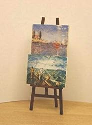 Miniature Art Easel with 2 Unframed Prints