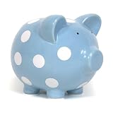 Child to Cherish Polka Dot Piggy Bank, Blue, Large
