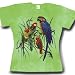 Sports : Papageien - Damen T-Shirt, talliert - handgebatikt, 100% Baumwolle