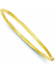 Genuine 14K Yellow Gold 3mm Satin Finish Diamond Cut Twist Slip-On Bangle 3 Grams Of Gold 100% Satisfaction Guaranteed.