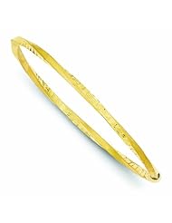 14K Gold 3mm Satin Finish D/C Twist Slip-on Bangle