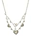 Silver Tone Rhinestone Encrusted Hearts Collar Necklace 18