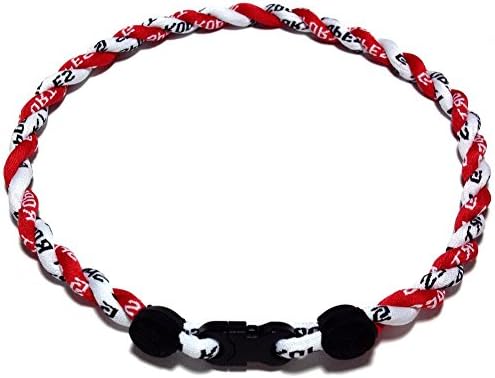 Eforbuy 2 Rope Titanium Sports Tornado Necklace - Choose from Multiple Colors (Red/White, 18")