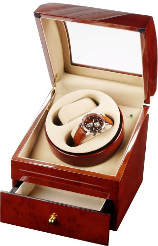 Auer Accessories Ares 721DB Watch Winder For 2 Watches Dark Burlwood