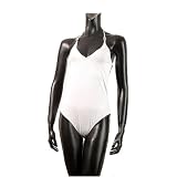 Roberto Cavalli one-piece white swimsuit with halter ties and signature jewel encrusted bijou