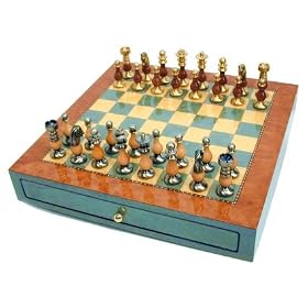 Game of Kings - Hand Crafted Brass and Maple Wood Chess Set From Italy by 