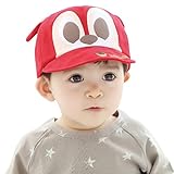 ベビー 野球帽 赤ちゃん キャップ UVカット 日焼け止め 綿混 新生児 お出かけ 旅行 プレゼント カワイイ リス レッド