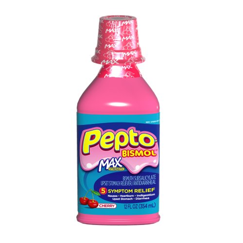 Pepto-Bismol Max Strength Liquid, Cherry, 12-Fluid Ounce Bottles (Pack of 3)