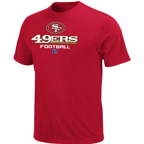 NFL Men's San Francisco 49Ers Critical Victory V Short Sleeve Basic Tee (Bright Cardinal, Large)