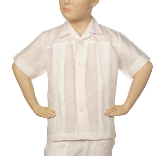 Boys Irish linen shirt in white short sleeve.