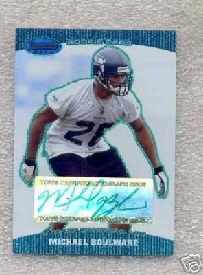 2004 Bowman's Best Green 162 Michael Boulware Seattle Seahawks (RC - Rookie - Autographed - Serial #'d to 499 - Football Cards)