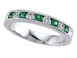 0.50 cts Diamond and Tsavorite Band With Milgrain - Platinum, 18kt White or Yellow Gold