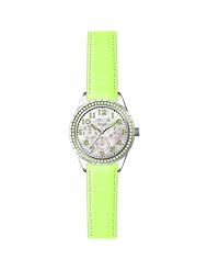 Invicta Womens 12605 "Angel" Stainless Steel, Lime Green Leather, and Crystal Watch