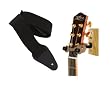 String Swing Wood Guitar Wall Hanger, WALNUT with Bonus Guitar Strap, BLACK