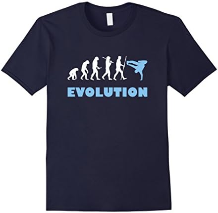 Men's Funny Dancing Evolution T-Shirts: Caveman to Break Dancer Large Navy