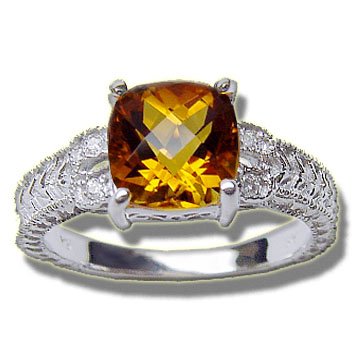 Buy .04CT 8MM CITRINE ANTIQUE FILIGREE LADIES WHITE RING by Rubin Arthur and Co.
