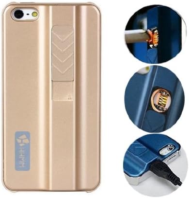 ONG New Sleek Protective Case with Built-in No-flame Lighter Cigarette Lighter Pc Hard Cases for Iphone 5 5s（gold）