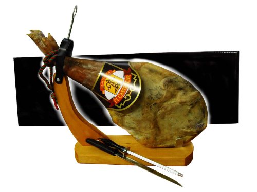 Spanish ham, Jamon Serrano Shoulder (Paleta) with holder, knife and sharpener Spanish ham, Jamon Serrano Shoulder (Paleta) with holder, knife and sharpener picture