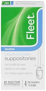 Fleet Adult Liquid Glycerin Suppositories, 4-Count Boxes (Pack of 3)