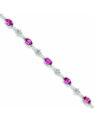 Genuine .925 Sterling Silver Pink Tourmaline And Diamond Bracelet 5.8 Grams . 100% Satisfaction Guaranteed.
