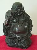 Laughing Buddha Figurine in Black Resin - 11.5cmc/5in tall - from Spiritual Gifts.Usually dispatched within 2 working days.