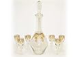 Unique Cordial Glasses Set with 14 Karat Gold Pattern - Made of Finest Pittilon Glass - Set of 6 Cordial Glasses and the liquor bottle