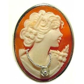 Beautiful, Romantic, Cameo Pin Pendant, with Necklace, Italian, 925 Sterling... by cameos
