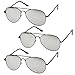Classic Metal Frame Spring Hinges Color Mirror Lens Aviator Sunglasses 56mm (3-Pack | Black)