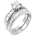 Jewelry : Sterling Silver Cubic Zirconia CZ Wedding Engagement Ring Set