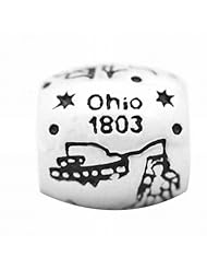 De Buman Sterling Silver Us 50 State Ohio Bead,hole 5mm