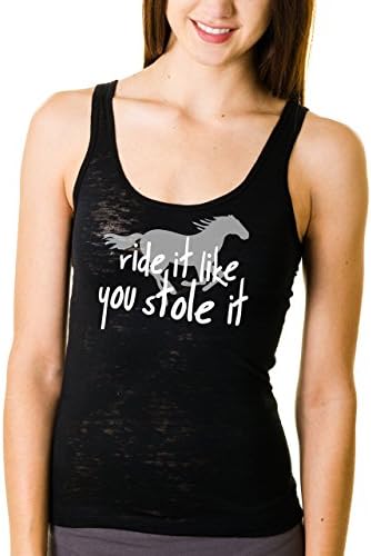 Juniors Ride It Like You Stole It Tank Top (X-Large, Black Burnout)