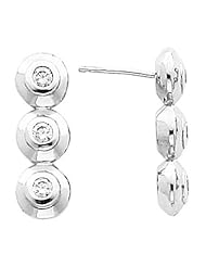 14K White Gold Three-Stone Diamond Earrings - 2.40 Ct. -- LIFETIME WARRANTY