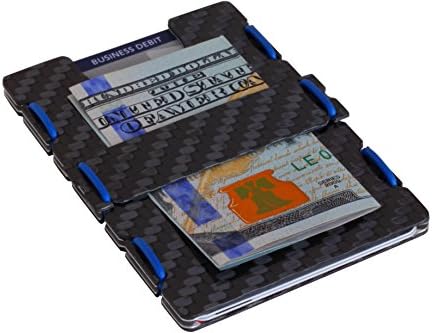slimTECH Men's Carbon Fiber RFID Wallet Card Case One Size Blue w/Money-Clip