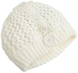 Jessica Simpson Women's Knit Beret With Button,White,One Size