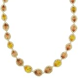 Gold Overlay Sterling Silver Cognac, Champagne and Canary Cubic Zirconia Necklace by Charles Winston, 17"