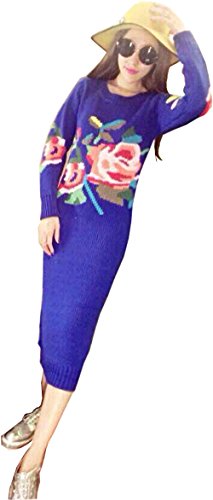 ニット ロングセーター ワンピース ロングニット 花柄 かぎ針編み キュート エレガンス カジュアル レディース 秋物 冬物 可愛いスカーフ付き R423