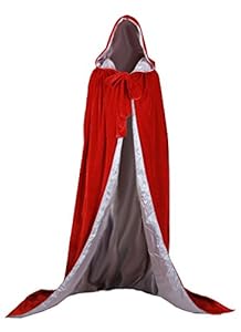 ANGELWARDROBE Wedding Cape Halloween Hood Cloak REDSILVER 3XL