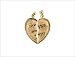 14k Yellow Gold, Sharing Split Heart Pendant Charm with I Love You 19mm Wide