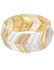 Kensie "Luster Factor Metal" Two Tone-Plated Chevron Stretch Bracelet, 2.38"