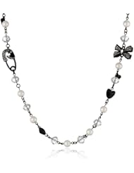 Betsey Johnson "Iconic Jet Setters" Faux Pearl and Bow Long Necklace, 40"