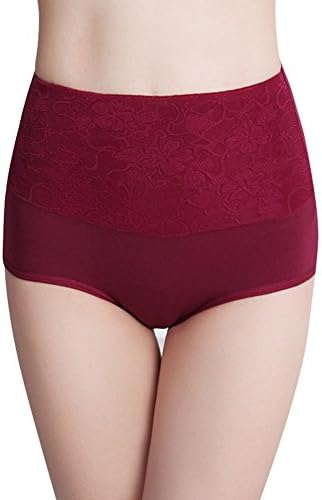 Shopshow Women's Per Cotton High Waisted Shaper Underwear Brief Panty (Wine red)