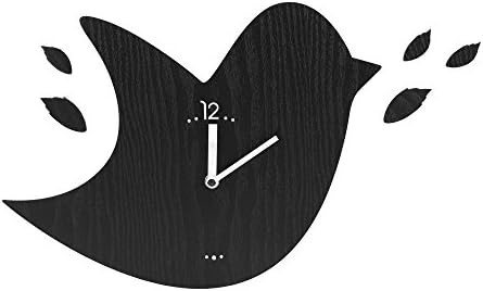 Silent Non-Ticking Wooden Wall Clock Unminuto - Flying Bird (Black)