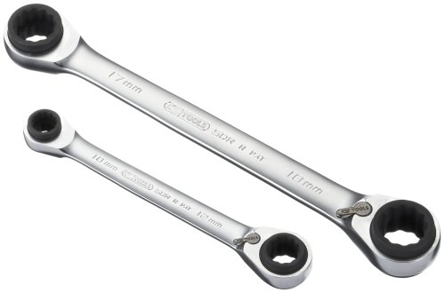 Clés polygonales KS Tools 503.4655 Jeu de 2 clés polygonales 4 en 1 Gearplus à cliquet de 8 x 13 et 18 x 19 mm SPECIAL OFFERS